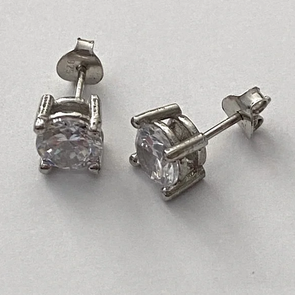 925 Silver 6mm cz cubic zirconia stunning earrings - Picture 4 of 4